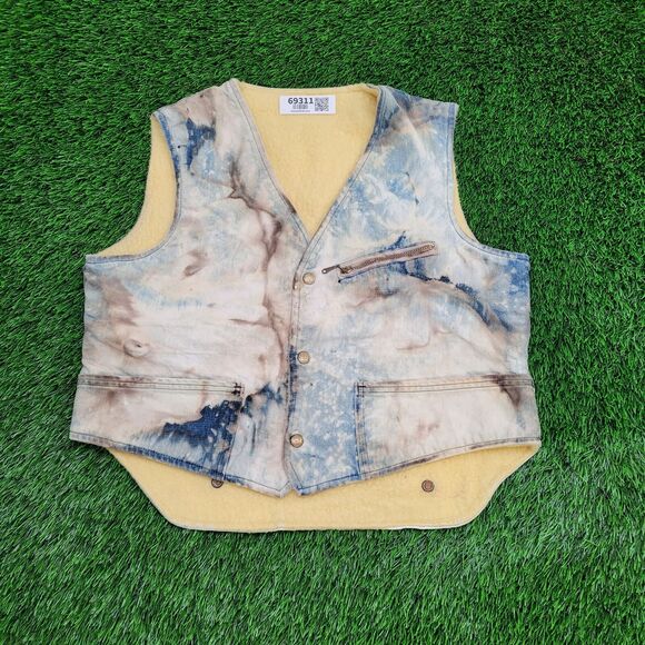 Vintage 60s Carters Denim Vest Womens Large 22x22 Distressed - Picture 1 of 12